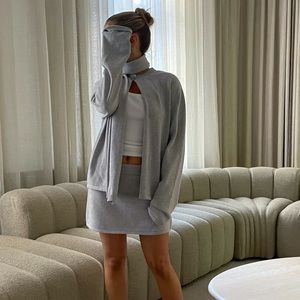 Djerf Avenue Button Up Cardigan Grey Melange